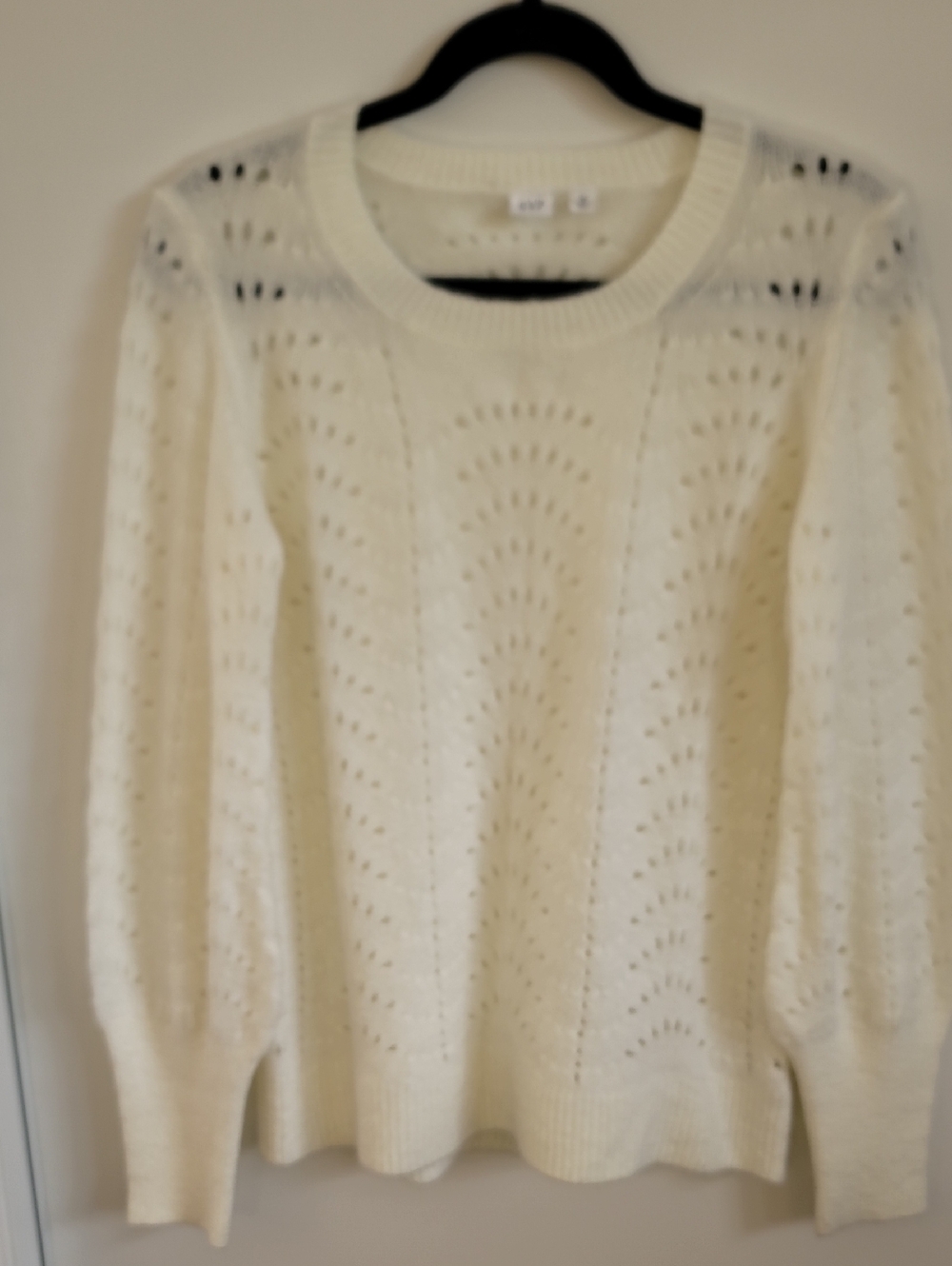 GAP Cream Openwork Crewneck Sweater